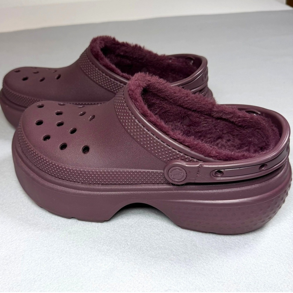Crocs Stomp Lined Clog Platform Black Cherry Burgundy‎ Womens 10 Mens 8 208914